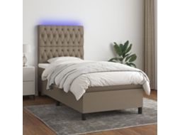 Cama Box Spring Colchão/led 100x200cm Tecido Cinza-acastanhado