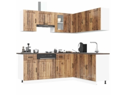 Vidaxl 11 Peças Armário De Cozinha Conjunto Lucca Madeira Velha