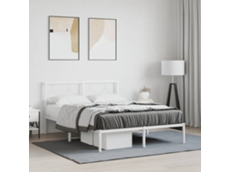 Vidaxl Estrutura De Cama Com Cabeceira 135x190 Cm Metal Branco