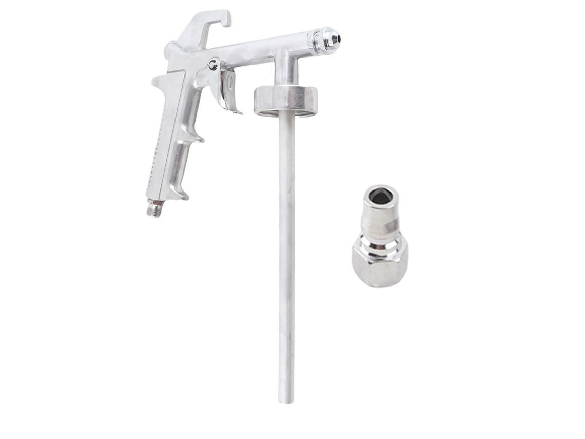 Pistola de pintura com assistência pneumática para revestimento antirroubo de chassis e móveis em liga de alumínio.