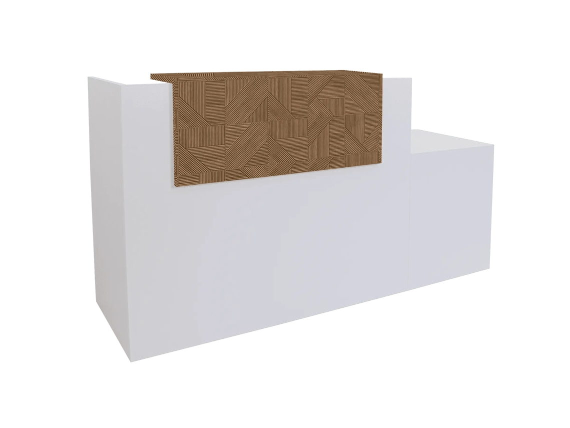 Balcão De Recepção Básico, 80 Cm, Adaptado Para Pessoas Com Mobilidade Reduzida. Esquerda. 116,9 X 260 X 64,4 Cm. Kubic. Ofilike