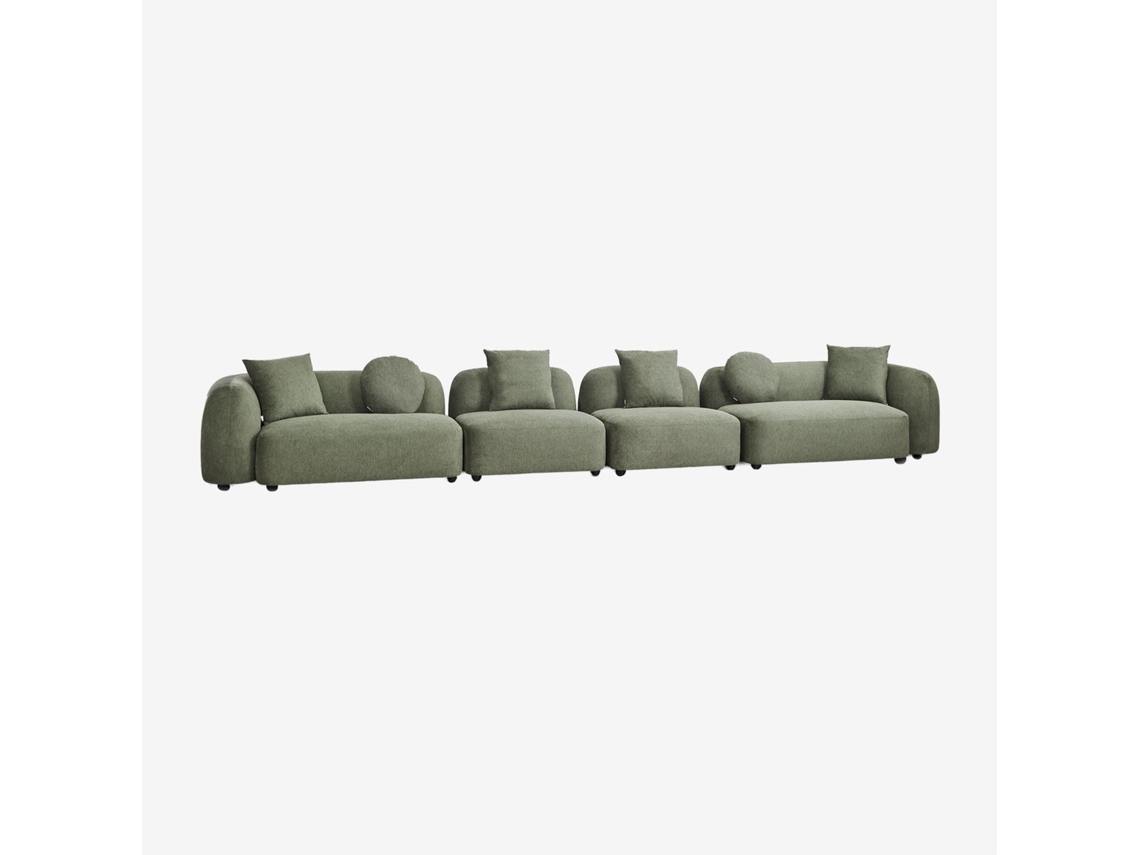 Sklum Sofá Modular De 4 Peças Em Chenille Coco Poliéster                       Chenille Verde Sálvia