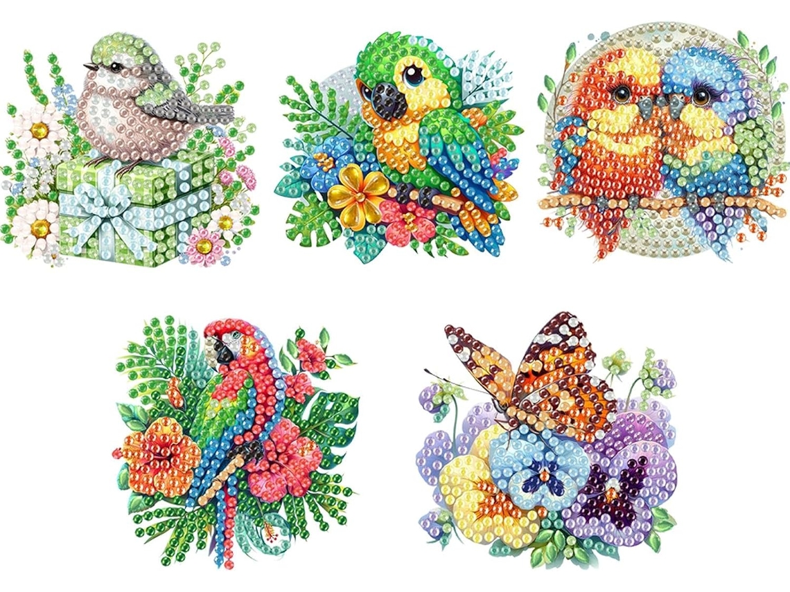 Conjunto De 5 Ímãs Geladeira Com Pintura Diamante Lindos