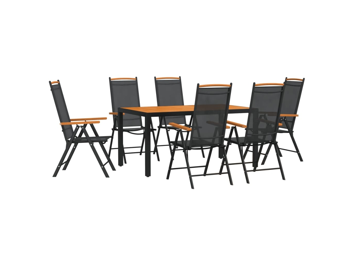 Conjunto de jantar para jardim em alumínio preto e castanho 7 peças MAISON EXCLUSIVE | MAISON EXCLUSIVE