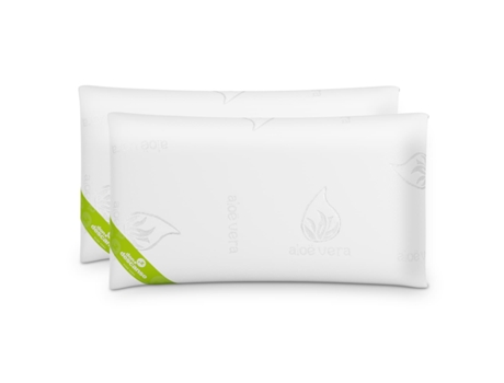 Almohadas Copos Viscoelástica  Nalui  Pack 2 (70x38 cm), Firmeza Media Aloe Vera Blanco