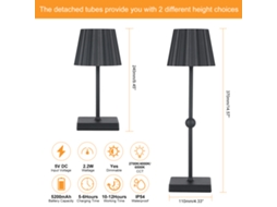 Lâmpada de Mesa Decorativa com 30 Penas Avestruz Recarregável Usb | S/MARCA