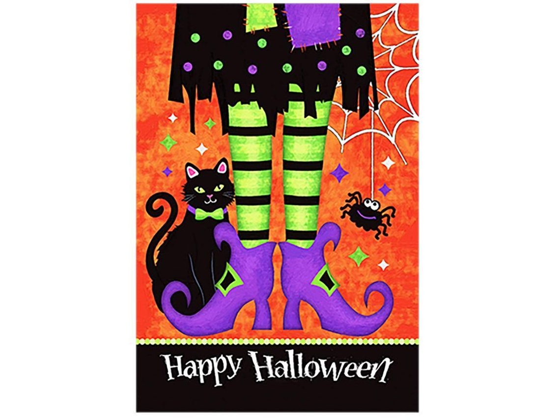 Bandeira de Jardim Halloween Gato Preto 45x30cm S/MARCA