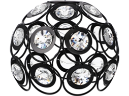 Luminária Pendente Decorativa Redonda de Cristal Preto de 18 Cm para Iluminação Residencial. SFUSHOS