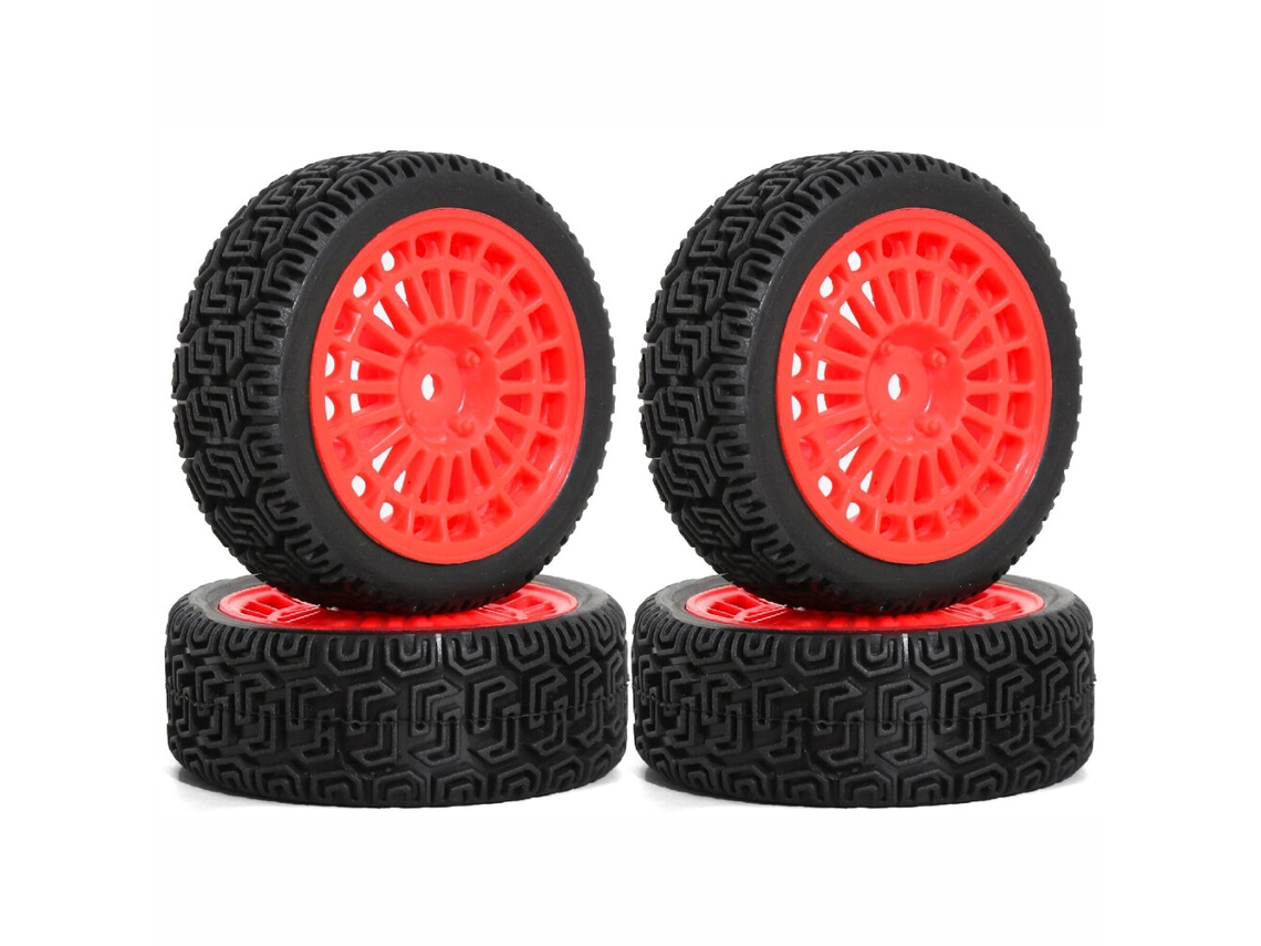 Conjunto de 4 Rodas e Pneus Amarelos para Automóveis Rc, Compatíveis com os Modelos de Veículos Rc Tamiya Xv02 Rv 1/10, com Eixo de 70 Mm. MDUG