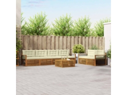 Vidaxl Conjunto De Sofás Para Exterior 7 Unid. Natural E Creme