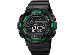 Lurelia Relógio Mecânico Masculino, Automático, Visor Digital, Led, Alarme, Data/calendário, 12/24h, Luminoso, Duplo Fuso/mostrador, Tpu, Preto, Verde