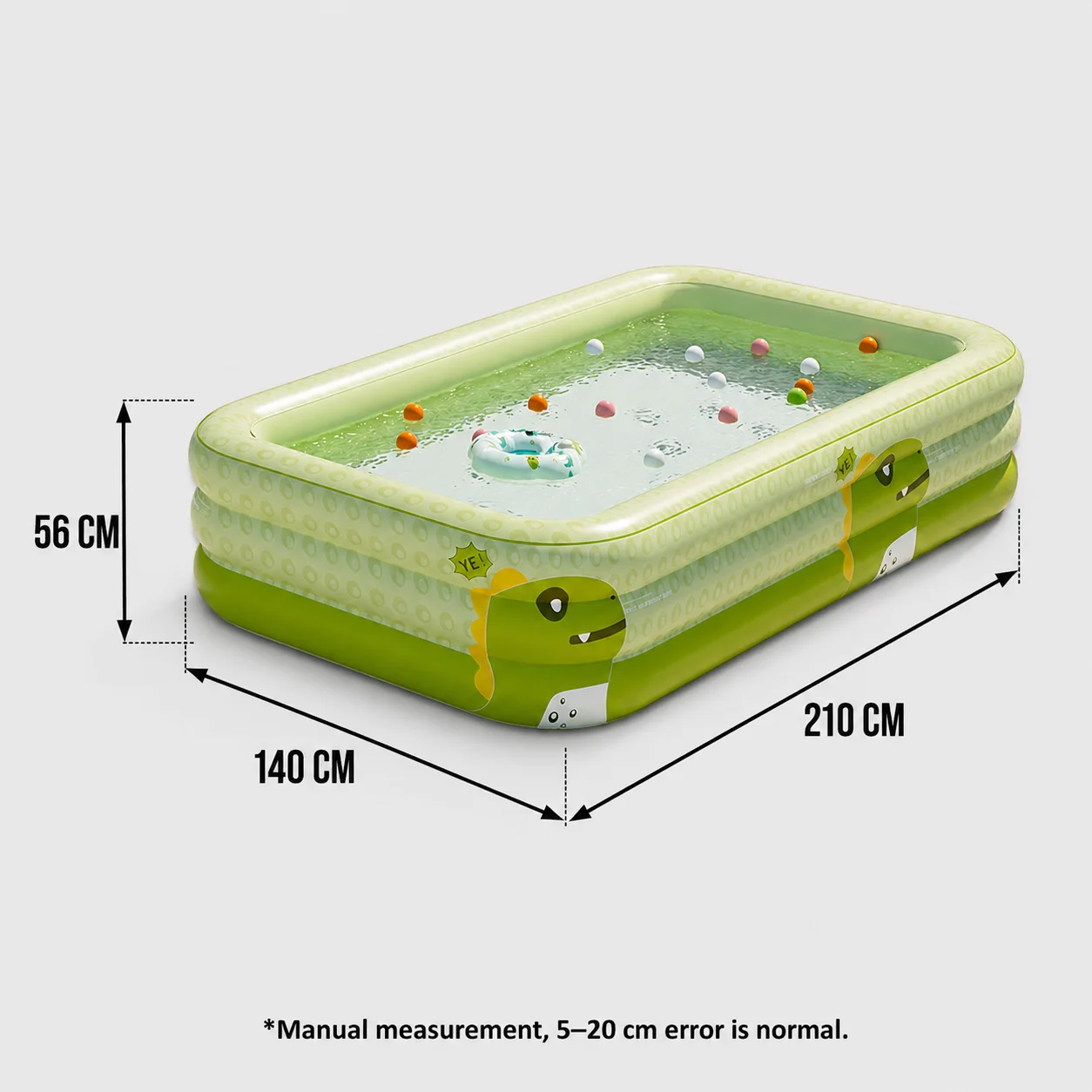 Piscina Inflável (210x140x56cm), Piscina Desmontável Acima Do Solo, Piscina Grande Para Festas Em Família, Jogos Ao Ar Livre.