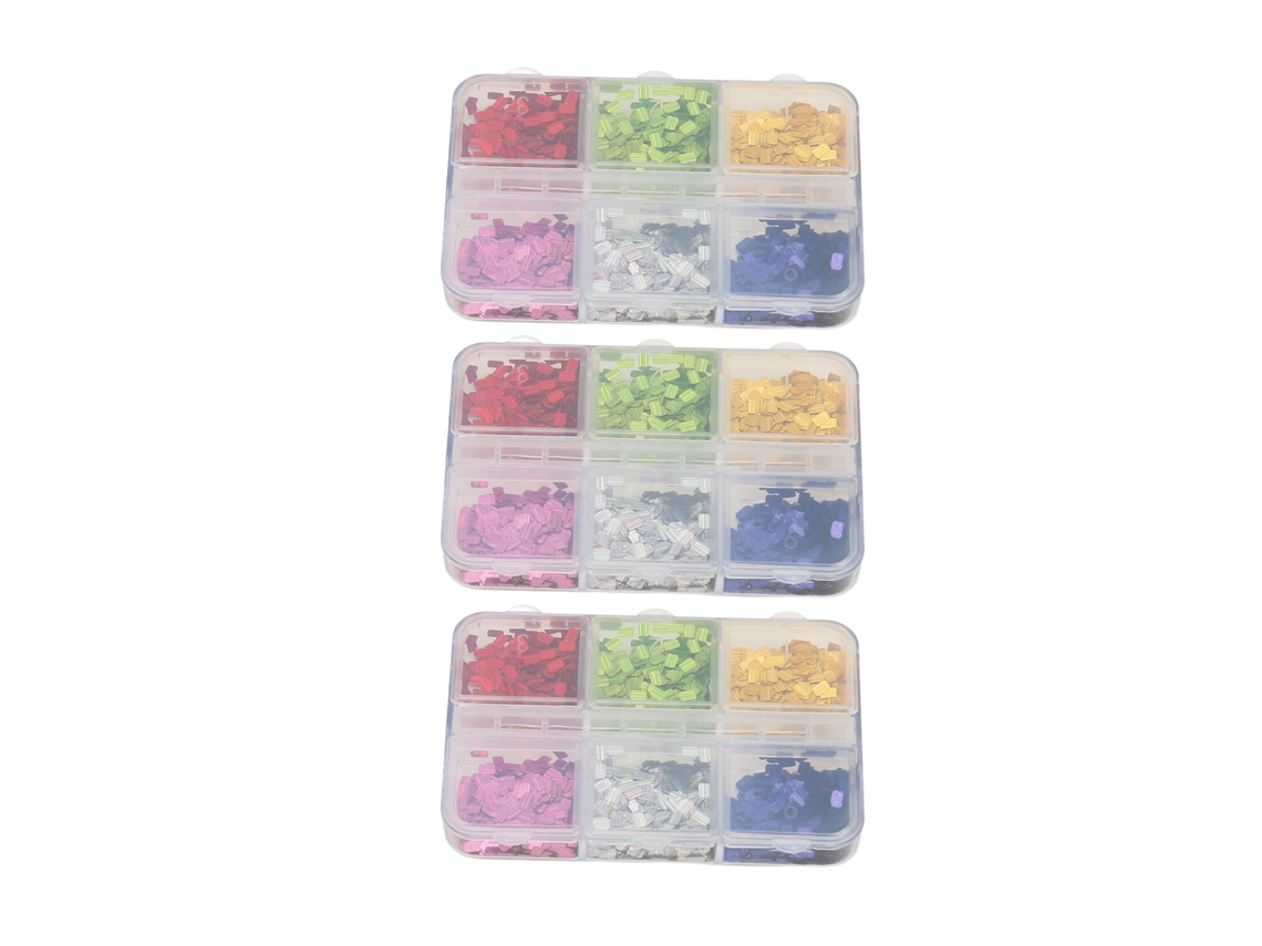 Unhas decoradas com glitter multicolorido, lantejoulas requintadas para artistas e iniciantes.