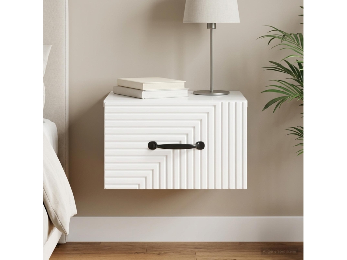 Vidaxl Gabinete De Canto Montado Na Parede Branco Brilhante