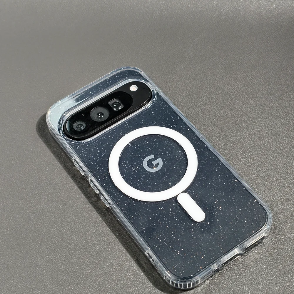 Capa De Celular Magnética Com Glitter Acrílico Transparente (pixel 10 Branco)