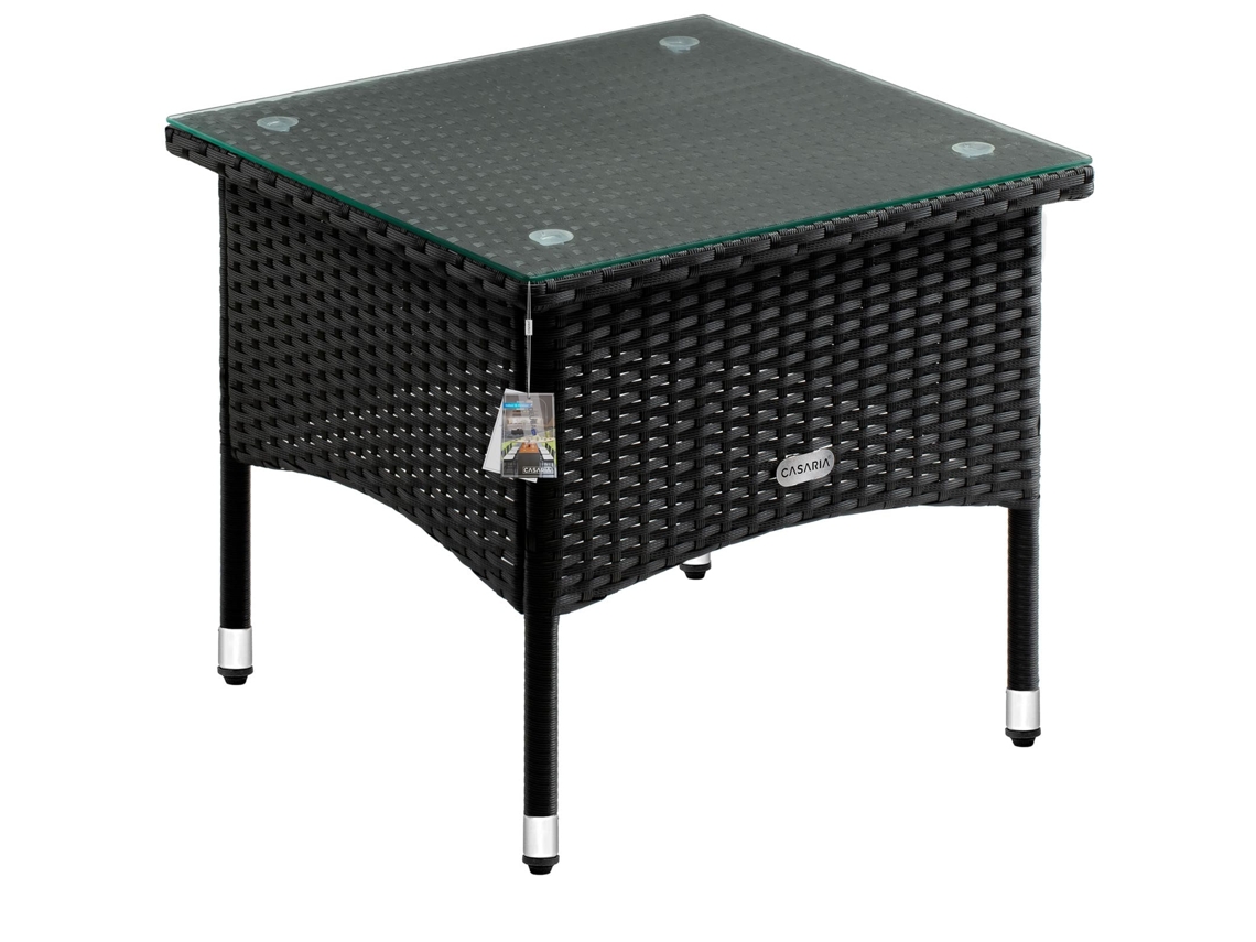 Mesa Lateral de Rattan Preta 50X50X45Cm