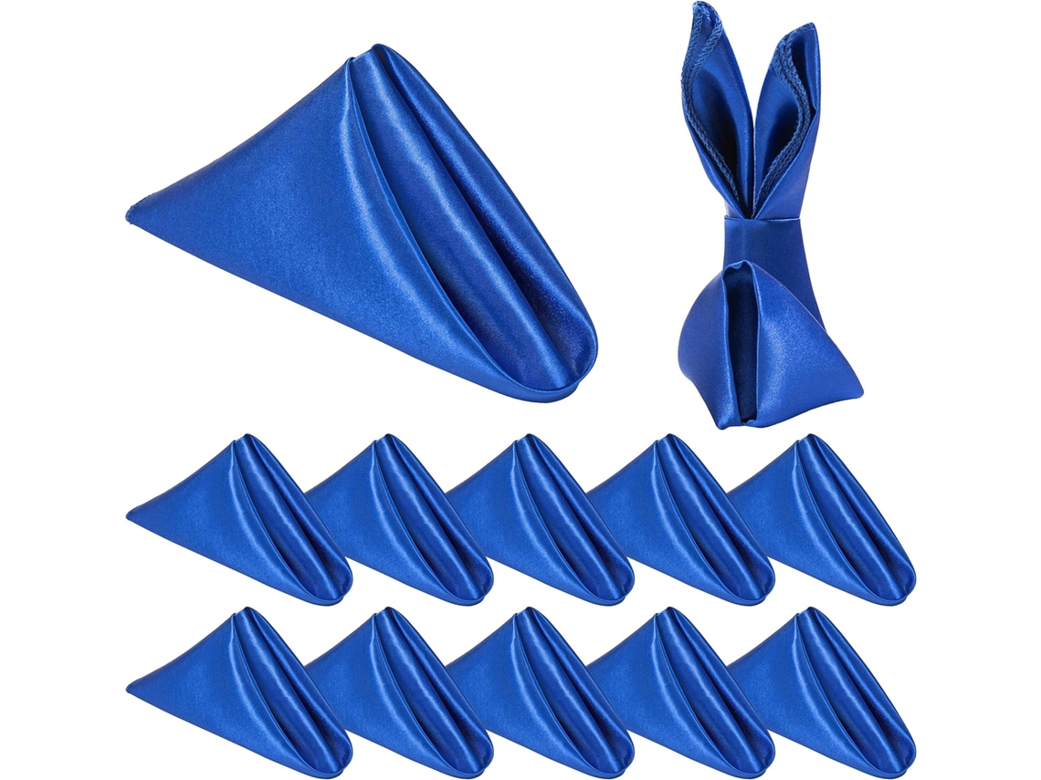 Conjunto 12 Guardanapos - Guardanapos Quadrados - 20x20 Polegadas - Restaurantes E Eventos - Poliéster - Azul