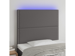 Vidaxl Cabeceira Cama C/ Led Couro Artif. 100x5x118/128 Cm Cinzento