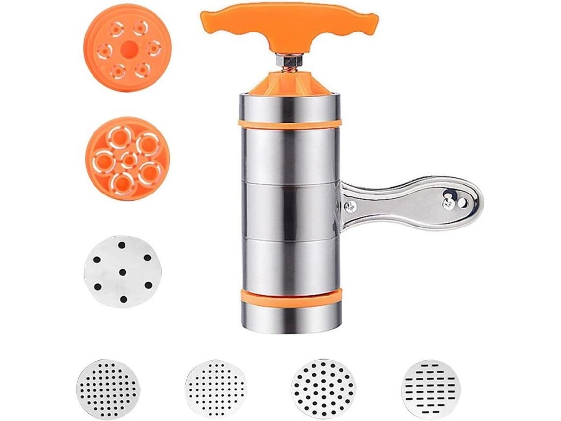 Máquina De Fazer Macarrão Manual De Aço Inoxidável, 7 Moldes, Portátil, Multifuncional, Resistente À Corrosão