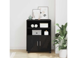 Vidaxl Armário Carvalho Preto 60 X 48 X 74.5 Cm Com Rodas