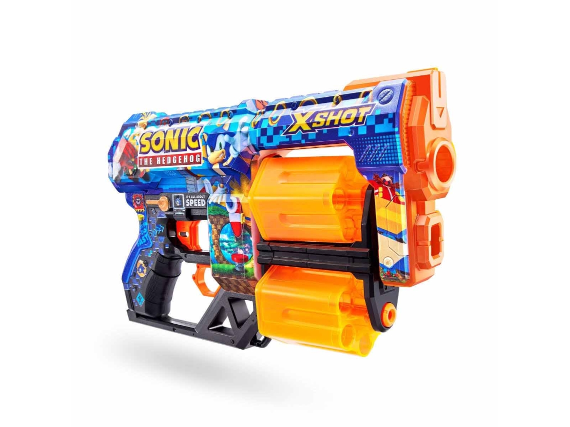 Skins X-Shot: Sonic The Hedgehog Blaster Com 12 Dardos (Idade Mínima Recomendada: 8 anos)