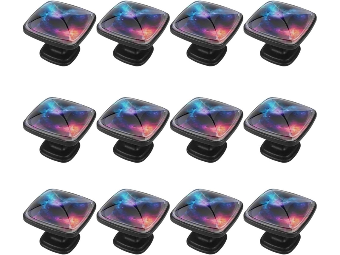 Puxadores Quadrados Para Armários De Cozinha, Puxadores Para Armários E Gavetas, 12 Peças, Azul E Roxo, Galáxia Espacial