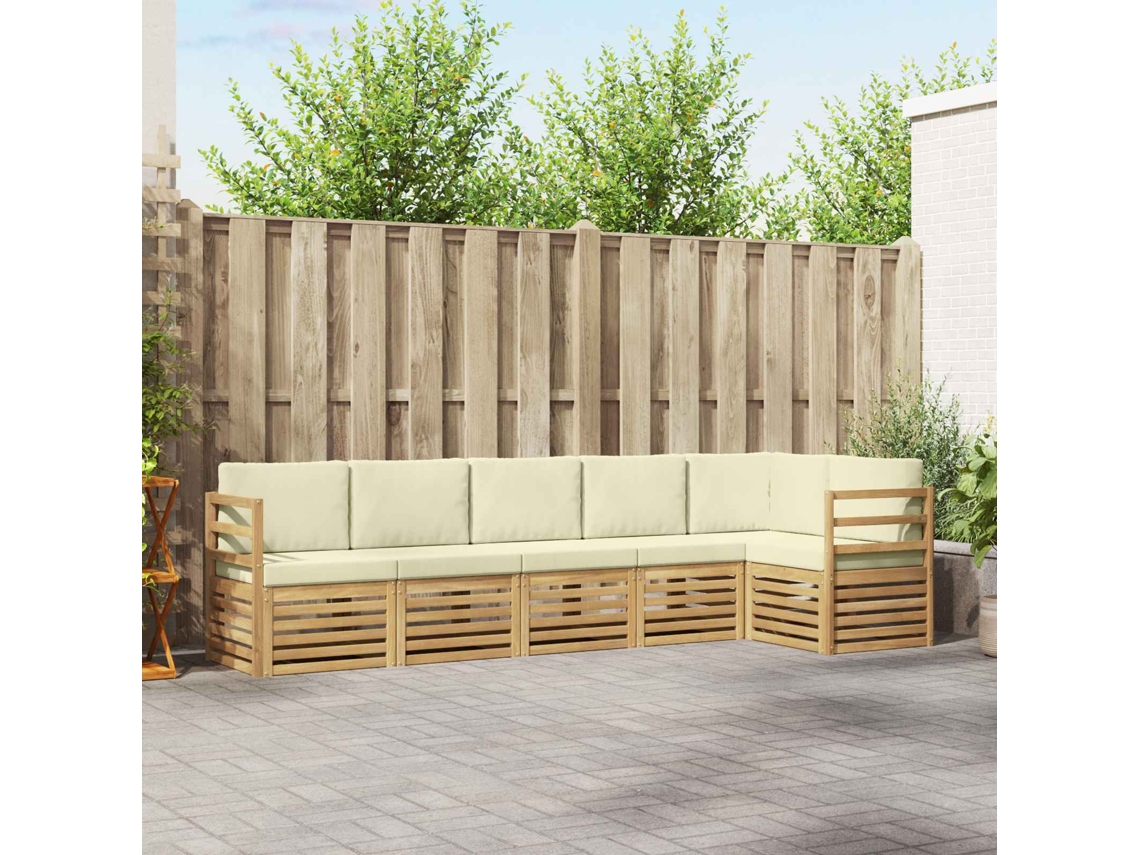 Vidaxl Conjunto De Sofás Para Exterior 6 Unid. Branco E Creme