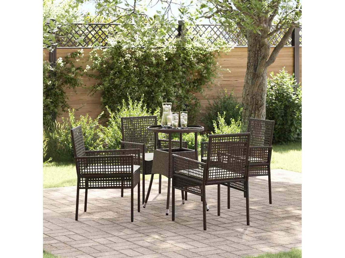 Vidaxl Conjunto De Jantar Para Jardim 5 Unid. Castanho Vime Pe