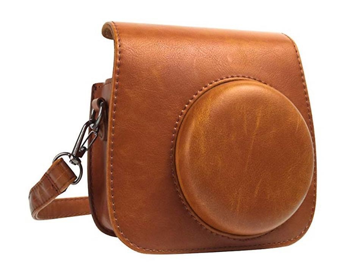Capa De Pu Lisa Com Alça De Ombro E Bolso Embutido Para Instax Mini 12 Bolsa De Armazenamento Protetora Para Câmera Instantânea Brilvibera
