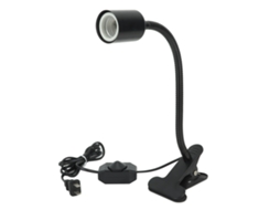 Suporte preto para luz de animais de estimação com plugue americano 85-265 V, com clipe e interruptor ajustável para répteis.
