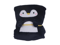 Cobertor Flanela Fofo Animal Pinguim Azul Macio Portátil para Sofa Cama Escritório 80x100cm | S/MARCA