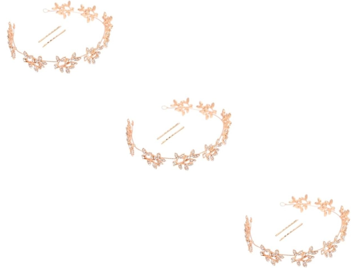 Conjunto De 3 Peças De Tiara Com Strass Para Mulheres, Acessório Elegante Para Casamentos E Festas, Tiara Com