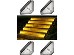 Luminárias Solares para Degraus de Escada, Exterior Luz Branca Quente, Fácil Instalação, Escadas e Passarelas AQUAFORGE (conjunto com 4)