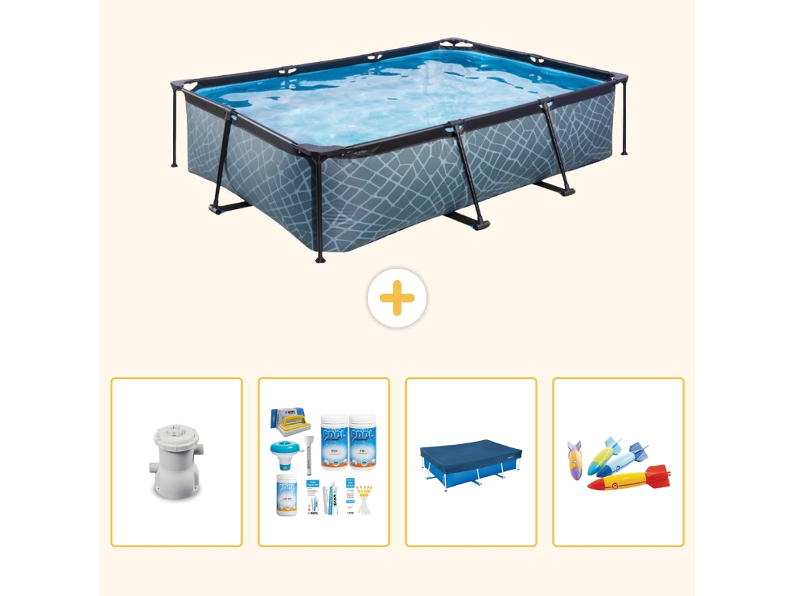 Exit-toys Piscina Exit Retangular - Efeito Pedra - 300x200x65 Cm - 5-peças S200
