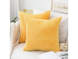Nova Line capas de Travesseiro Amarelo 18x18 Soft Corduroy Listrado Decorativo Mustard
