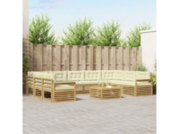 Vidaxl Conjunto De Sofás Para Exterior 10 Unid. Branco E Creme