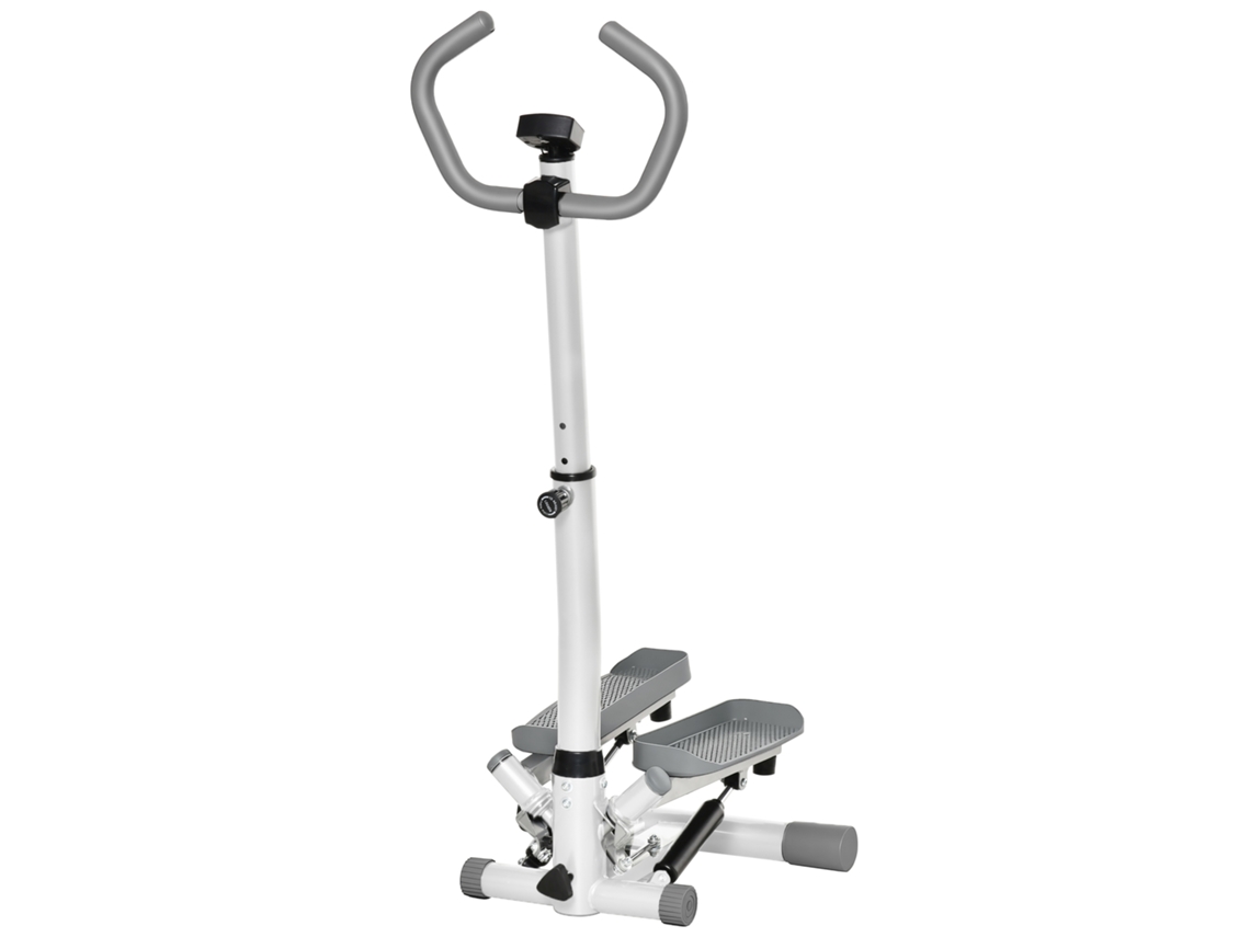 Stepper Com Monitor Lcd, Guidão Ajustável E Faixas Elásticas, Feito De Aço E Abs, Branco E Cinza.