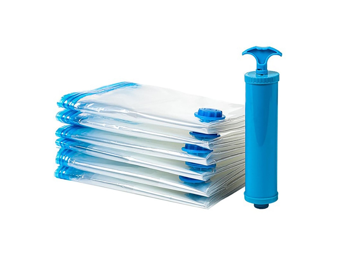 Conjunto De 8 Sacos Armazenamento A Vácuo Com Compressão Em Pe/pet Bomba Manual, 35x50cm
