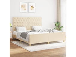 Vidaxl Estrutura De Cama Sem Colchão 160x200 Cm Tecido Cor Creme