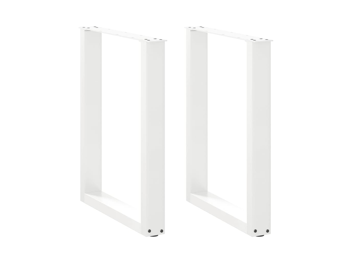 vidaXL Pernas mesa centro 2 pcs em forma de U branco 70x(72-73) cm aço