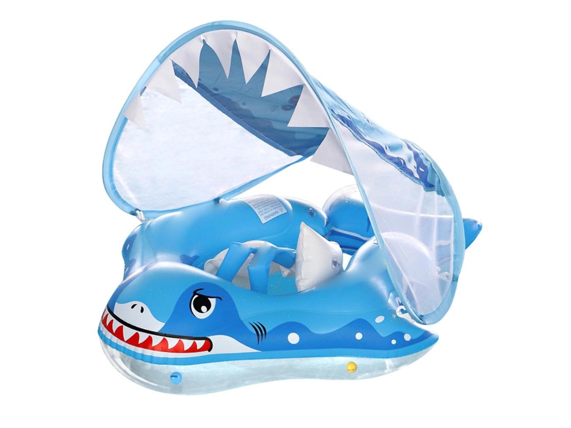 Flutuador Infantil Tubarão com Toldo Protetor Uv para Natação