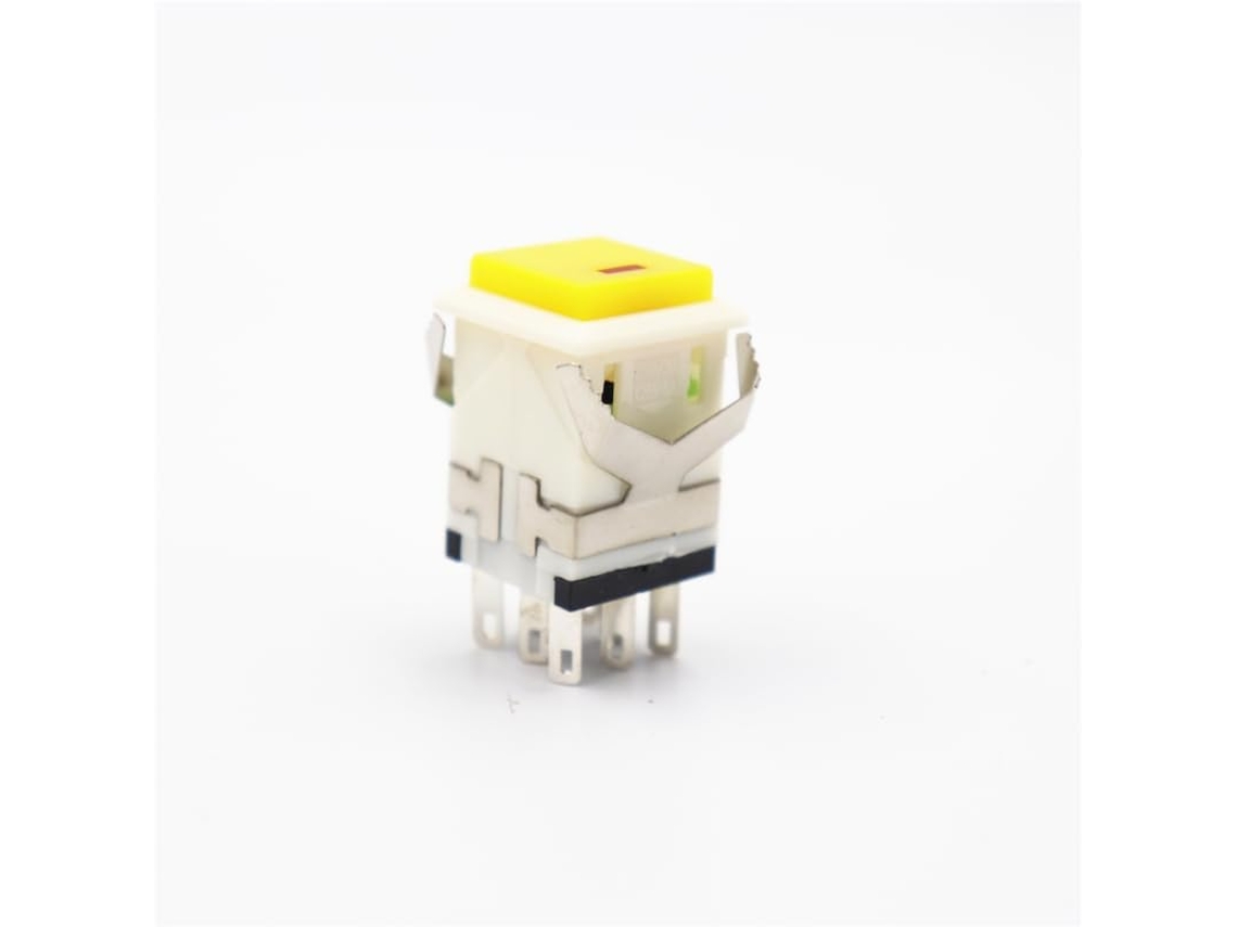Interruptor De Botão Pressão Quadrado Kd2-21 8 Pinos, Com Travamento Automático E Luz Amarela, Pacote Com 3 Unidades