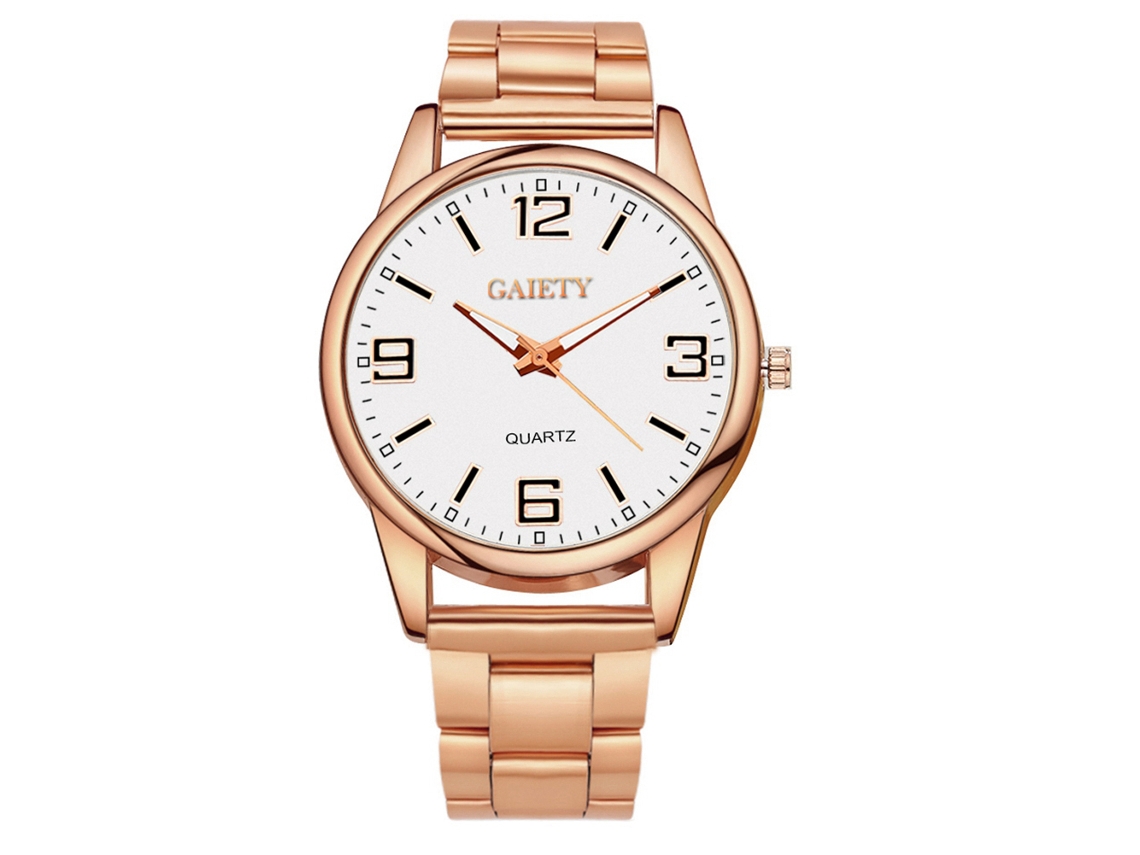 Reloj De Cuarzo Analógico Para Hombre Con Correa De Aleación De Lujo Casual Empresarial (oro Rosa)