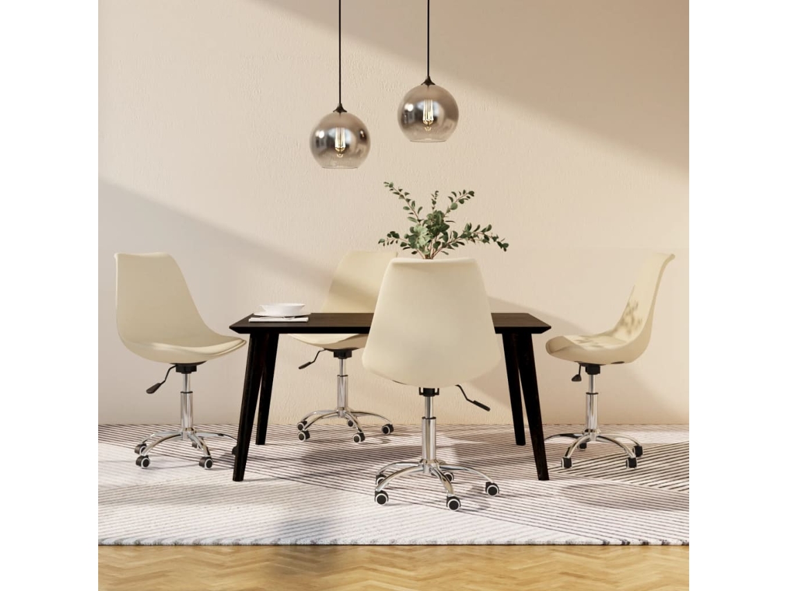 Vidaxl Cadeiras De Jantar Giratórias 4 Pcs Tecido Cor Creme