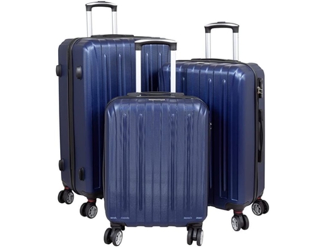 Conjunto De Malas De Viagem Azul Sustentável Com Rodas 360° 3 Peças Royalty Line