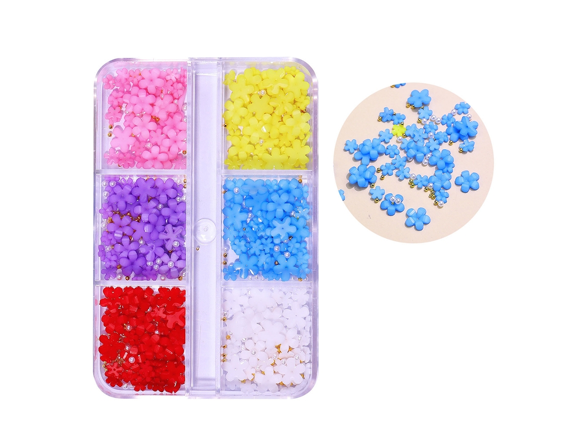 Adesivos 3d Para Unhas De Acrílico 6 Grade Flores Strass Corações Arcos Decoração Manicure Diy