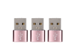 3 Pack Adaptador Usb 2.0 Macho Para Type-c Fêmea Metal Para Laptop Celular Rosa