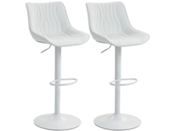 Conjunto De 2 Bancos De Bar Altos De Cozinha Giratórios Com Altura Ajustável E Couro Sintético 47,5x54x92-110 Cm Branco