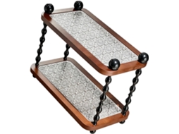 Prateleira De Mesa Com Duas Camadas Para Exibir Produtos Higiene Pessoal, Como Itens De Banheiro E Cômoda, Com Dimensões