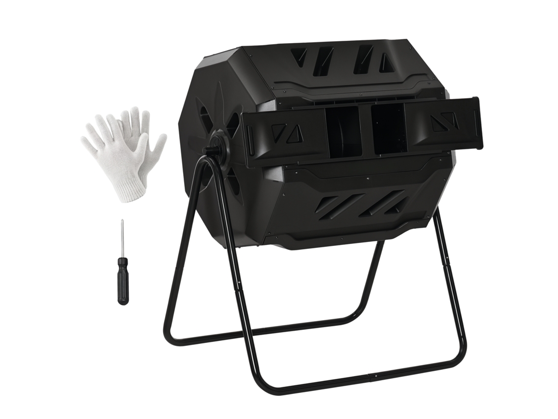Composteira 2 Caixas S/MARCA, 160L, rotativa, 71x65x96cm, preta